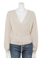 長袖透カシ柄カシュクールPO/ライトベージュ