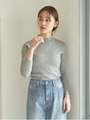透かし衿ニットプルオーバー/杢グレー