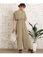 半袖カシュクールオールインワン/ベージュ(005)