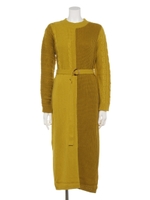 編地ＭＩＸハイネックロングワンピース/イエロー