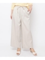 麻レーヨンドロストワイドパンツ/ライトベージュ(051)