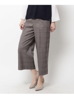 麻混グレンワイドストレート/キャメル(241)