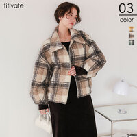 チェックボアショートジャケット/アウター