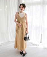 前後2wayバストシャーリングキャミソールワンピース