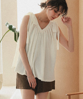 ショートパンツ付リボントップス/ラッシュガード