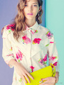 Bright　flower　blouse　one−piece
