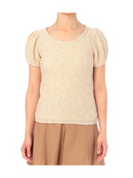 パフスリーブラメニットプルオーバー