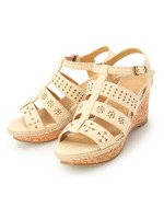 厚底Tストラップカットワークサンダル