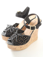 【glifeed】パンチングフラワーウェッジサンダル