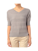 レース切り替えボーダーニットプルオーバー