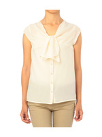 デシン生地ボウタイブラウス