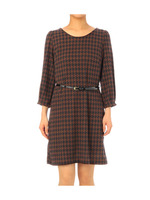 ベルト付き千鳥柄ワンピース