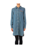 ロゴ刺しゅうデニムシャツワンピース