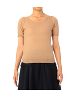 ボーダー編み柄 半袖ニットプルオーバー