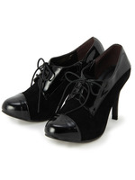 異素材コンビレースアップパンプス