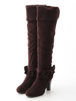 リボン付きニーハイブーツ