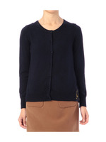 レースサテン切り替えニットカーディガン