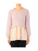 裾レース透かし編みニット