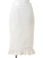 LACE ON DENIM SKIRT