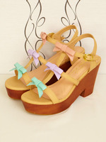 【HoneySalon】ウッド3リボンサンダル