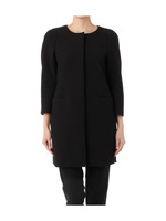 ノーカラー比翼コート