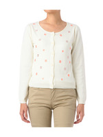 ビジューフラワー刺しゅうカーディガン