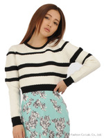 【アウトレット特別価格】ボーダー厚手ニットTOP