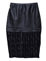 レザーレースペンシルスカート