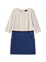 配色ストレッチポンチワンピース