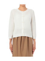 クルーネック八分袖ニットカーディガン