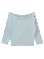 リブオフショルトップス