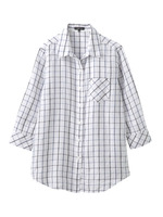 [L]リネンマドラス調チェックプリントシャツ