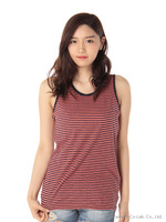 スラブ天竺ボーダータックトップ