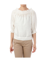 フリル使いオフショルダー七分袖ブラウス