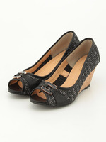 雑材オープントゥパンプス