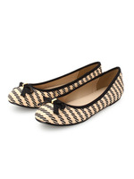 編み素材リボンバレエシューズ