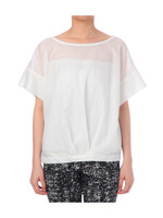 麻混コーティングブラウス