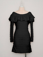 シャーリングオフショルダーワンピ