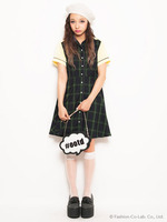 バックワッペンタータンチェックシャツワンピ