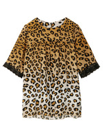 レオパードプリントシルクブラウス