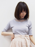 5分袖フリルタートルニット