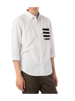 7分袖ドット柄シャツ