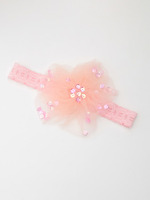 チュールとスパンコールのフラワーヘアバンド