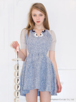 ビジュー付ツイード×ポンチフレアワンピース