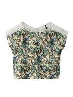 フラワープリントレース切り替えブラウス