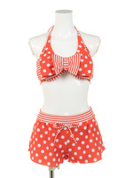 ドット柄×リボンビキニ3点セット