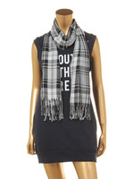 チェックストール付裏毛ノースリOP