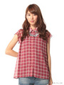 チェック柄シフォン衿付チュニック