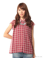チェック柄シフォン衿付チュニック