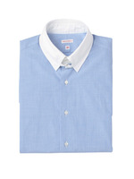 GIZAブルーハケメ タブカラーシャツ